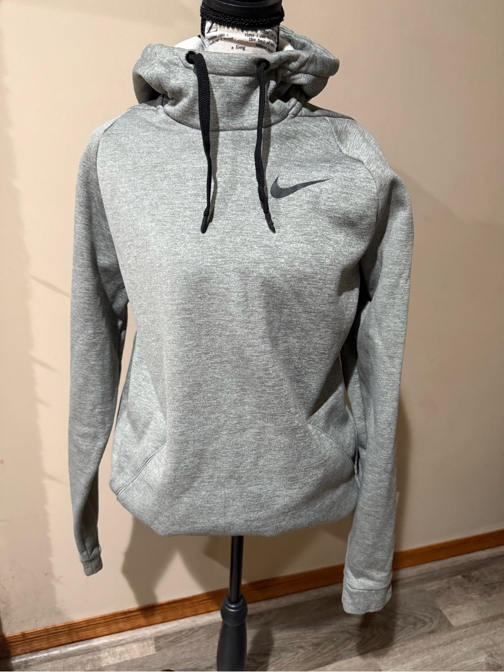 Nike Women's Gray Cowl Turtleneck Hoodie with Black Drawstrings